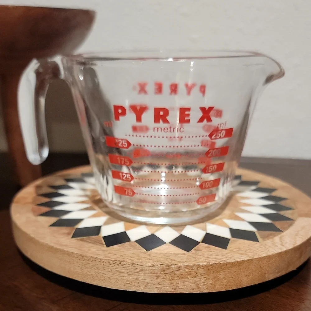 Vintage PYREX White and Red MEASURING CUP